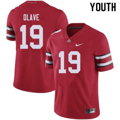 NCAA Ohio State Buckeyes Youth #19 Chris Olave Red Nike Football College Jersey RJD8345IE